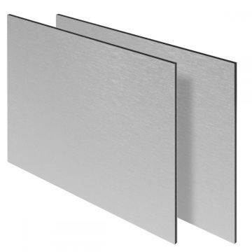 Blauwschild ACP Print 3050mm x 1500mm x 3mm Brushed Silver / PE White 0,30mm - op maat met rest